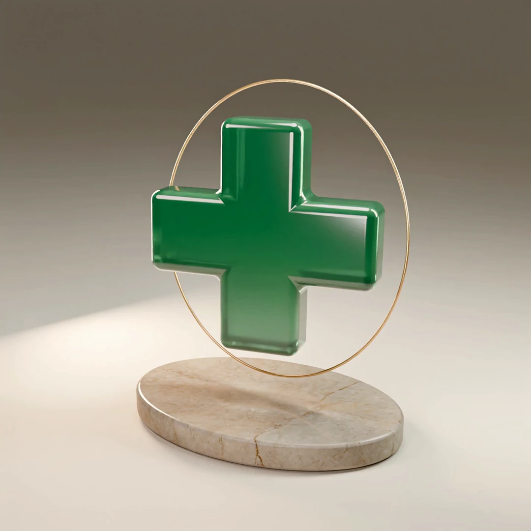 Croce originale in vetro smeraldo, modellata in Blender e animata con Higgsfield
